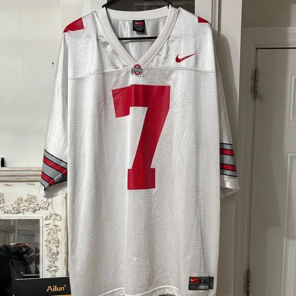 Nike Ohio State White and Red Men's Football Jersey #7 Size XXL Very Nice!